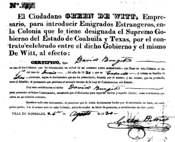 Burket Land Certificate
